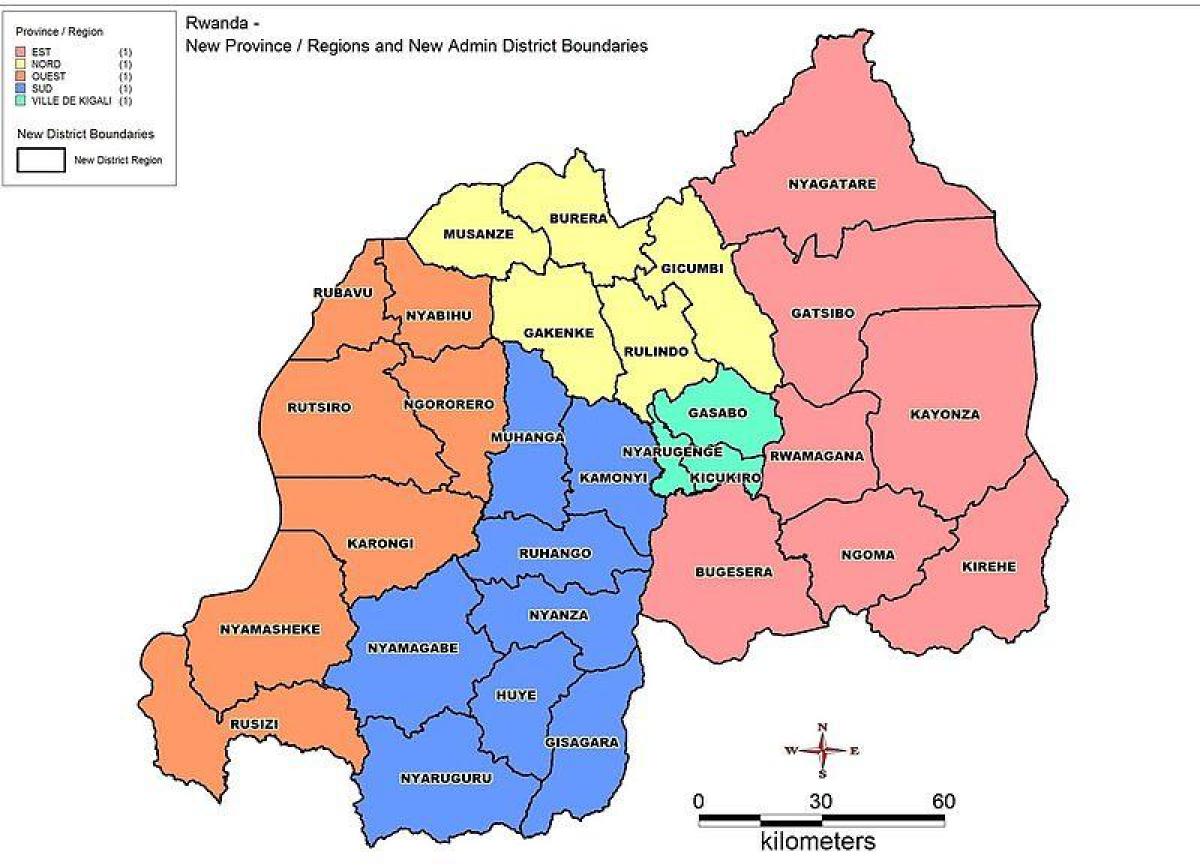 žemėlapis Ruandos provincijos žemėlapis