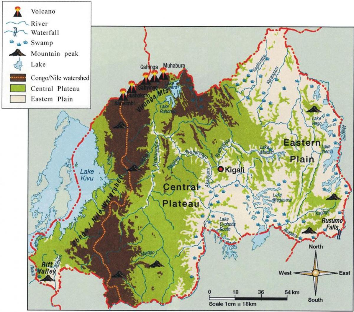 geografinis žemėlapis iš Ruandos