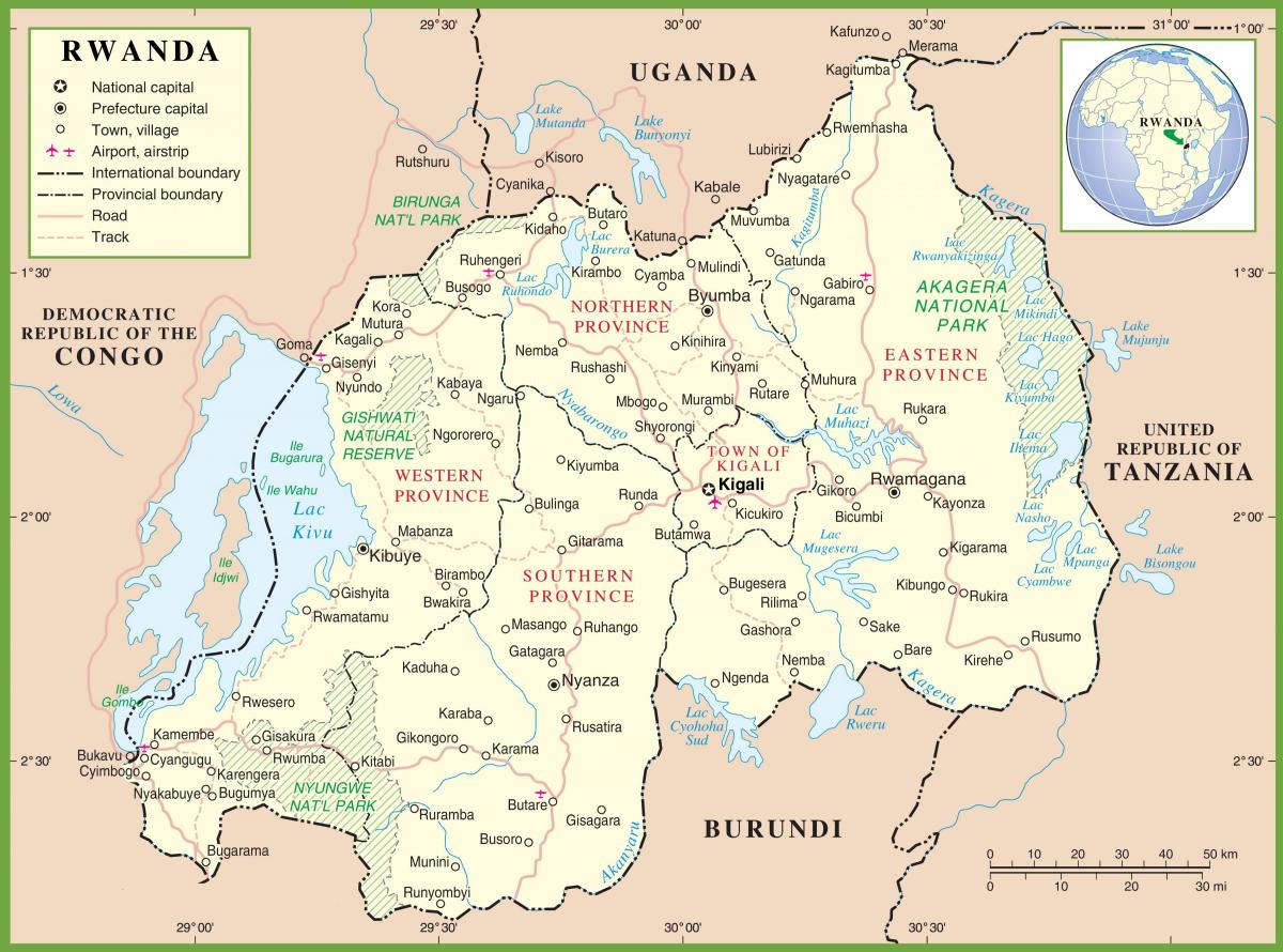 žemėlapis Ruandos politinė