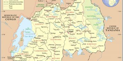 Žemėlapis administracinis žemėlapis Ruanda