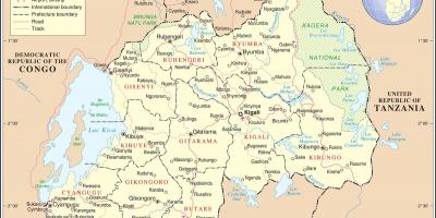 Žemėlapis žemėlapis Ruanda aplinkinių šalių
